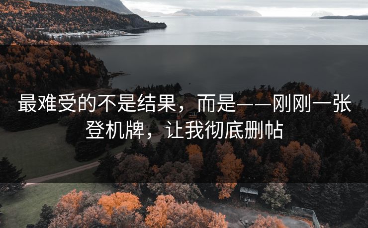 最难受的不是结果，而是——刚刚一张登机牌，让我彻底删帖