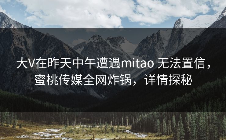 大V在昨天中午遭遇mitao 无法置信，蜜桃传媒全网炸锅，详情探秘